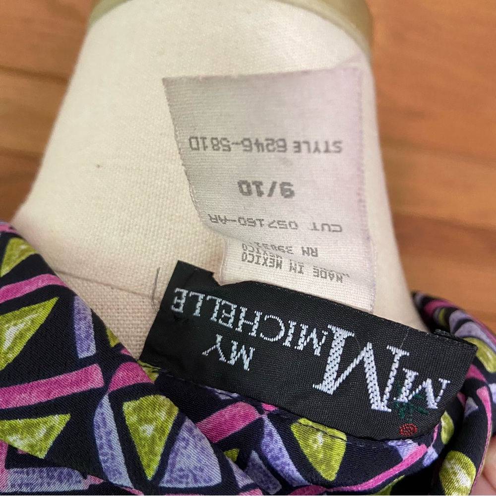 Vintage 90s My Michelle geometric print collared maxi dress - Picture 5 of 5